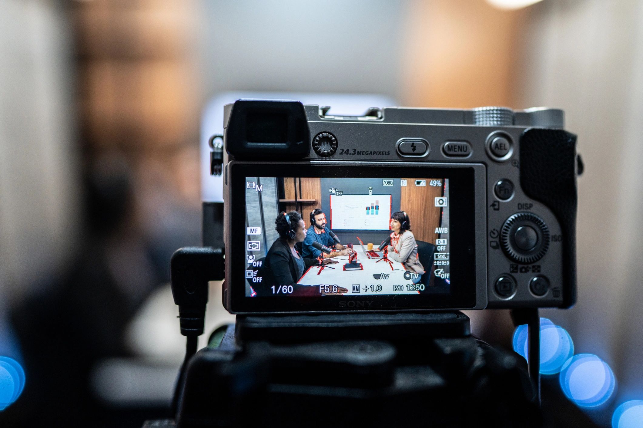 Camera recording a professional video production
